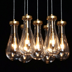 Люстра с 7-ю прозрачными плафонами из стекла в форме капли Lucid Rain  варинант исполнения - 5 | Loft Concept в Барнауле