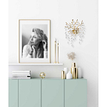 Бра золотого цвета с декоративными ветвями и прозрачными подвесками в форме листьев Droplet Chandelier варинант исполнения - 7 | Loft Concept в Барнауле