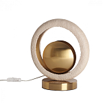 Настольная лампа с бежевым текстурным кольцом и латунным шаром в центре Tactile   варинант исполнения - 2 | Loft Concept в Барнауле