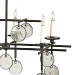 Люстра линейная черная с круглыми прозрачными подвесками  Horizontal Rectangular Chandelier варинант исполнения - 1 | Loft Concept в Барнауле