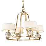 Люстра цвета латунь с 4-мя тканевыми абажурами и стеклянными шарами Quoizel варинант исполнения - 1 | Loft Concept в Барнауле