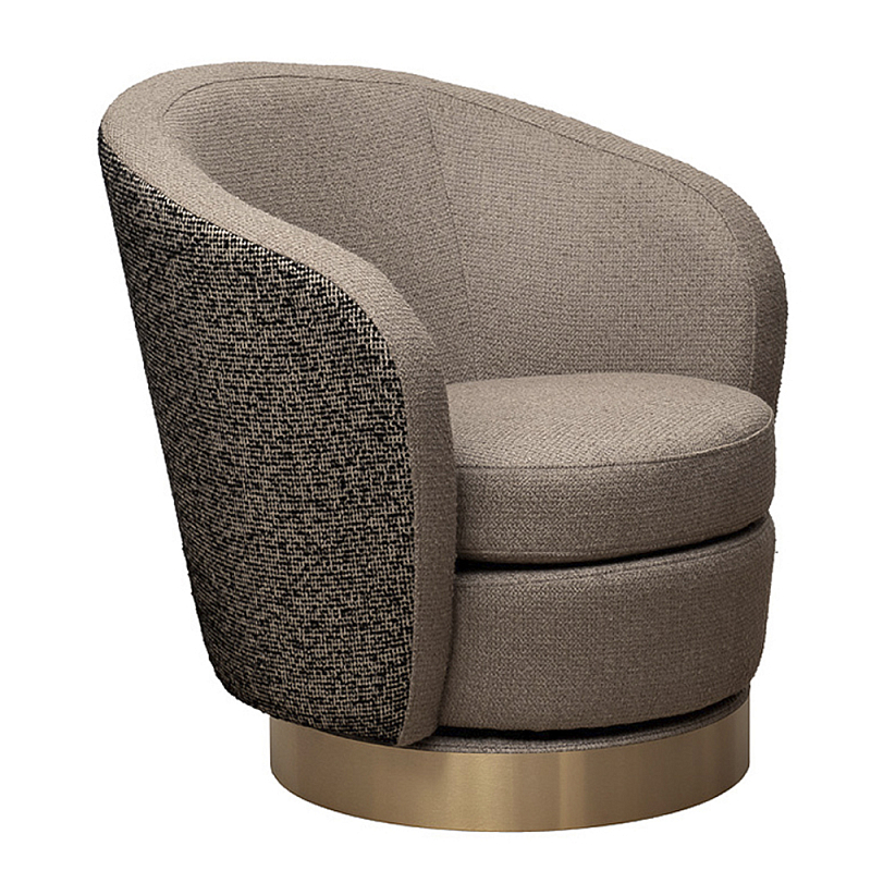 Кресло вращающееся черно-золотая рогожка Julia Armchair Golden Belt Бежевый Черный Золотой в Барнауле | Loft Concept 