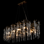 Люстра подвесная прямоугольная с бронзовыми акцентами и прозрачными стеклянными каплями Droplet Chandelier варинант исполнения - 4 | Loft Concept в Барнауле
