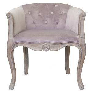 Кресло низкое в стиле прованс Розовый Велюр Louis French Armchair