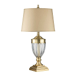 Настольная лампа со тканевым абажуром и прозрачным ребристым стеклянным основанием Quoizel варинант исполнения - 5 | Loft Concept в Барнауле