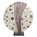 Настольная лампа из перламутра и дерева на подставке Indonesian Round Shell варинант исполнения - 2 | Loft Concept в Барнауле