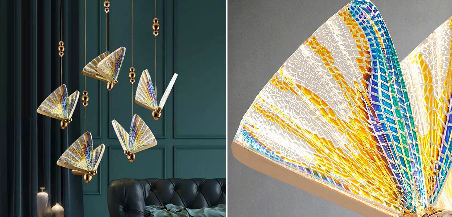 Butterfly Pendant Lamp Colored glass J Butterfly Pendant Lamp Colored glass J - Loft-Concept в Барнауле