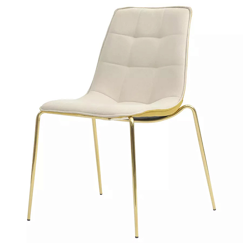 Стул с декоративной строчкой на обивке Sophisticated Silhouette Кремовый Золотой Стул с декоративной строчкой на обивке Sophisticated Silhouette Кремовый Золотой в Барнауле | Loft Concept