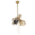 Люстра подвесная со стеклянными плафонами из дымчатого и золотистого с тремя вертикальными подвесками Gilded Mirage  варинант исполнения - 5 | Loft Concept в Барнауле