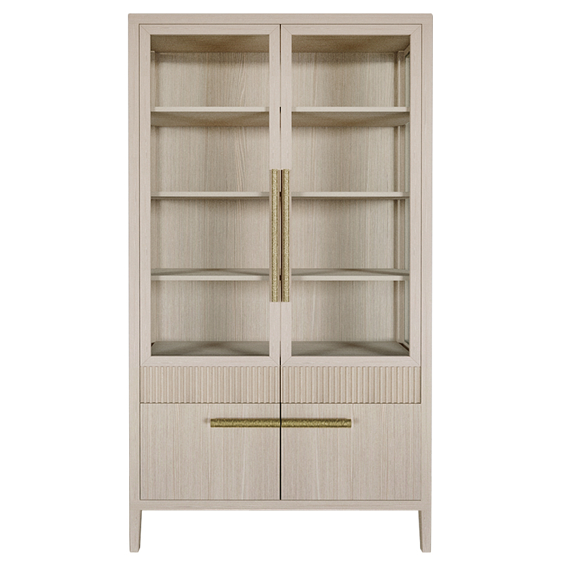 Витрина Primo со стеклянными фасадами и буфетом шпон Светлый дуб Древесина Золотой в Барнауле | Loft Concept 