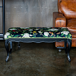 Банкетка из натурального бука черная с изображением птиц и цветов Blooming Birds варинант исполнения - 2 | Loft Concept в Барнауле