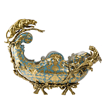 Чаша голубого цвета с оранментом и и бронзовыми фигурами леопардов Eden Garden варинант исполнения - 1 | Loft Concept в Барнауле