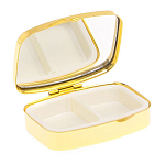 Таблетница карманная прямоугольная с 2-мя отделениями с зеркалом и накладкой из натурального камня Апатит Голубой Gold Stone Pillboxes варинант исполнения - 3 | Loft Concept в Барнауле