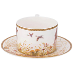 Чайная пара из фарфора с изображением собаки и зайцев 300 мл Hunting Porcelain Collection 2 варинант исполнения - 2 | Loft Concept в Барнауле