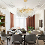 Люстра с хрустальными подвесками на металлических ветках Fairytree Light Gold Chandelier 18 варинант исполнения - 2 | Loft Concept в Барнауле