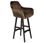 Барный стул со спинкой и подлокотниками на 4-х черных ножках Douglas Rhombus Коричневый Велюр варинант исполнения - 1 | Loft Concept в Барнауле