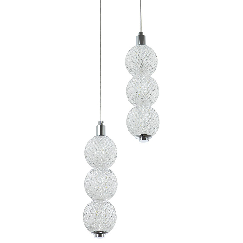 Подвесной светодиодный светильник с 2-мя плафонами Crystal Globule Hanging Lamp Chrome Прозрачный Хром Подвесной светодиодный светильник с 2-мя плафонами Crystal Globule Hanging Lamp Chrome Прозрачный Хром в Барнауле | Loft Concept