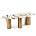 Обеденный стол с асимметричной столешницей на 3-х массивных золотых ножках Commonwealth Table варинант исполнения - 1 | Loft Concept в Барнауле