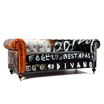 Диван Честерфильд граффити graffiti Orange Sofa натуральная кожа варинант исполнения - 1 | Loft Concept в Барнауле