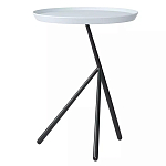 Столик приставной с круглой серой столешницей и черным основанием Round Stable Table варинант исполнения - 1 | Loft Concept в Барнауле