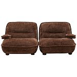 Кресло без подлокотников коричневое ну круглых деревянных ножках Loup Plush Armchair Brown варинант исполнения - 4 | Loft Concept в Барнауле