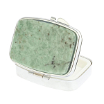 Таблетница карманная прямоугольная с 2-мя отделениями с зеркалом и накладкой из натурального камня Жадеит Silver Stone Pillboxes варинант исполнения - 2 | Loft Concept в Барнауле