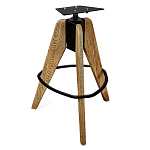 Барный стул со спинкой и металлической подставкой на 3-х деревянных ножках Горчичный Велюр Vendramin Chair варинант исполнения - 4 | Loft Concept в Барнауле