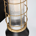 Настенный фонарь цилиндрической формы с рифленым стеклом в золотом каркасе на черном прямоугольном основании Eurofase варинант исполнения - 3 | Loft Concept в Барнауле