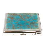 Портсигар на 20 сигарет с газовой зажигалкой из натурального камня Апатит Голубой Stone Cigarettes Cases варинант исполнения - 2 | Loft Concept в Барнауле