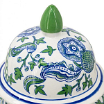 Ваза с крышкой и зелено-голубым рисунком на белом фоне 51 см Blue & White Ornament варинант исполнения - 3 | Loft Concept в Барнауле