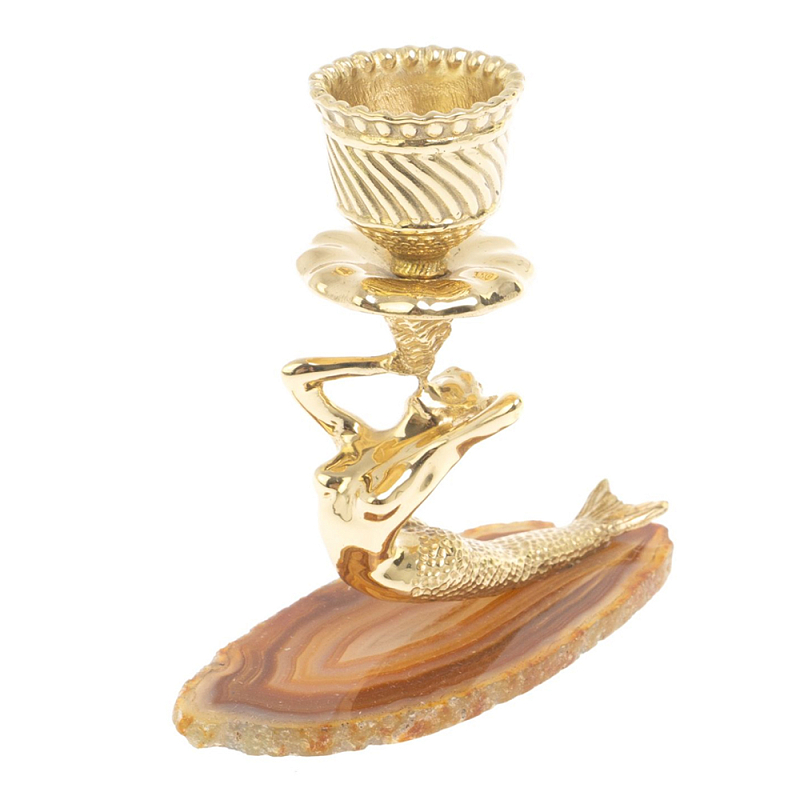Подсвечник из натурального камня агат светло-коричневый Stone Candlestick Бежевый Золотой Подсвечник из натурального камня агат светло-коричневый Stone Candlestick Бежевый Золотой в Барнауле | Loft Concept