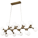 Линейная люстра с плафонами из стеклянных шаров Pearls Suspension Linear Brass Chandelier варинант исполнения - 1 | Loft Concept в Барнауле