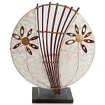 Настольная лампа из перламутра и дерева на подставке Indonesian Shell Flower варинант исполнения - 1 | Loft Concept в Барнауле