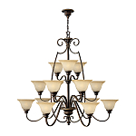 Люстра трехъярусная бронзового цвета с 15-ю кремовыми плафонами в форме чаш Hinkley варинант исполнения - 2 | Loft Concept в Барнауле