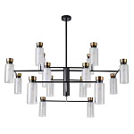 Люстра потолочная с 16-ю цилиндрическими плафонами из стекла и черным каркасом Noir Poise варинант исполнения - 1 | Loft Concept в Барнауле