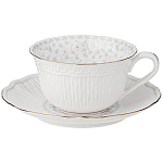 Чайная пара белого цвета из фарфора с рельефной фактурой 250 мл Floral Charm варинант исполнения - 1 | Loft Concept в Барнауле