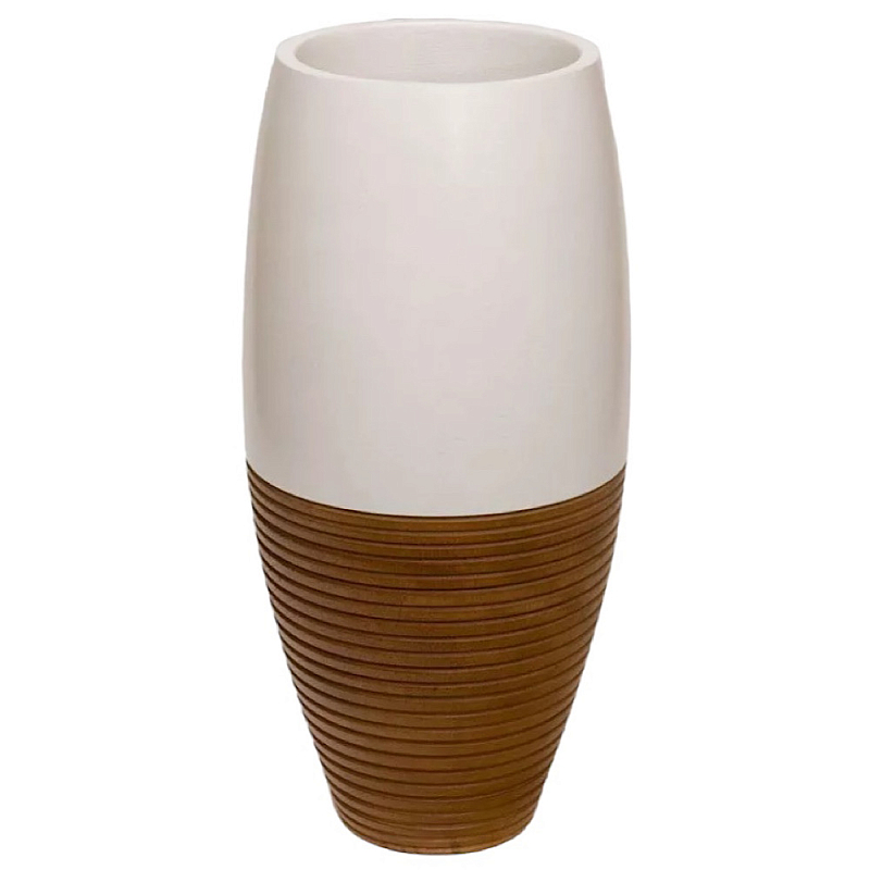 Ваза деревянная белая Vase of Thailand Белый Светло-коричневый  в Барнауле | Loft Concept 