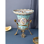 Ваза из голубого фарфора с рисунком птиц и цветов и декоративными элементами Blue Garden варинант исполнения - 6 | Loft Concept в Барнауле