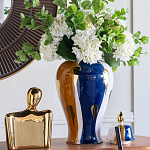 Ваза с крышкой и мазками синего и золого цвета на белом фоне Chinoiserie Ceramics варинант исполнения - 4 | Loft Concept в Барнауле