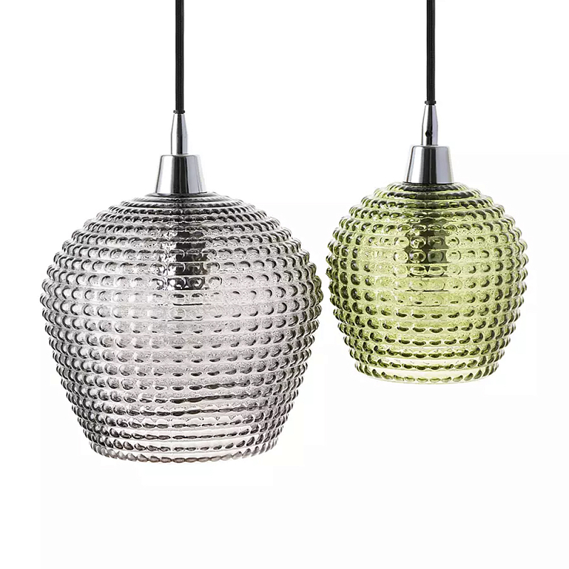 Подвесной светильник каскадный с 2-мя рельефными плафонами Cascade with Relief Lampshades Серый Зеленый Черный Подвесной светильник каскадный с 2-мя рельефными плафонами Cascade with Relief Lampshades Серый Зеленый Черный в Барнауле | Loft Concept