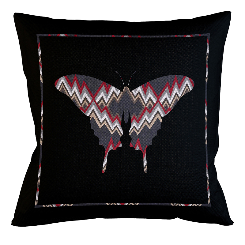 Подушка декоративная бабочка цветной орнамент Ikat Pattern Мульти Бежевый Черный Подушка декоративная бабочка цветной орнамент Ikat Pattern Мульти Бежевый Черный в Барнауле | Loft Concept
