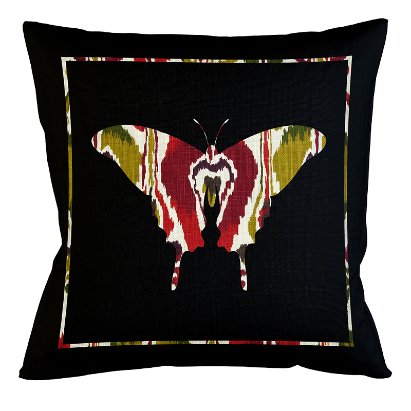 Подушка декоративная бабочка цветной узор Ikat Pattern Мульти Бежевый Черный Подушка декоративная бабочка цветной узор Ikat Pattern Мульти Бежевый Черный в Барнауле | Loft Concept