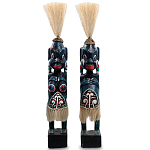 Комплект из 2-х деревянных статуэток Asmat Straw Headdress Statuettes Blue Red варинант исполнения - 4 | Loft Concept в Барнауле