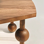 Обеденный стол деревянный с круглыми декоративными элементами на ножках Koko варинант исполнения - 2 | Loft Concept в Барнауле
