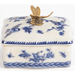 Фарфоровая шкатулка с бронзовой стрекозой Blue and White варинант исполнения - 4 | Loft Concept в Барнауле