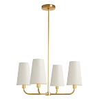 Люстра золотая с белыми тканевыми абажурами Coolness варинант исполнения - 1 | Loft Concept в Барнауле