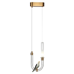 Подвесной светильник с декоративной фигуркой птицы на прозрачной изогнутой трубке Ganthea варинант исполнения - 3 | Loft Concept в Барнауле