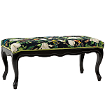 Банкетка из натурального бука черная с изображением птиц и цветов Blooming Birds варинант исполнения - 1 | Loft Concept в Барнауле