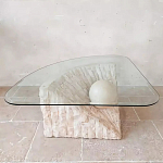 Дизайнерский журнальный стол в виде раковины с жемчужиной под прозрачной столешницей Fahin варинант исполнения - 1 | Loft Concept в Барнауле