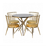 Обеденный стол с чёрной круглой столешницей на золотых ножках Rive Gauche Table варинант исполнения - 3 | Loft Concept в Барнауле